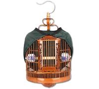 Carved Bamboo Bird Cage From Hand Thrush Starling Parrot Bird Cage Full Set Of Accessories Parrot Cage Easy-to-carry Bird Aviary(Brown-A,30 * 30 * 42 cm)