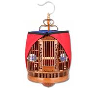 Carved Bamboo Bird Cage From Hand Thrush Starling Parrot Bird Cage Full Set Of Accessories Parrot Cage Easy-to-carry Bird Aviary(Brown-B,33 * 33 * 47 cm)