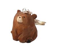 Carved Bear Keychain - Handmade Wood Figurine Miniature, Animal Charm, Rustic Crafted Design, Artisan Carving Accessory, Detailed Ornament Sculpture | Bear Charm for Bags Keys Car