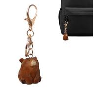 Carved Bear Keychain, Wood Keyring Clip, 3.94x1.18 Inches Charm Build Design, Backpack Pendant Style, School Bag Product, Sturdy Accessories for Kids Teens Girls Women Home Indoors Outdoors Daily Use