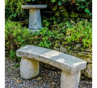 Carved Bench and York Bird Bath Great Value 2pc Set