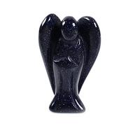 Carved Blue Goldstone Gemstone Peace Angel Pocket Guardian AngelHealing Statue 1.5 inch