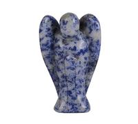 Carved Blue Spot Jasper Gemstone Peace Angel Pocket Guardian Angel Healing Statue 2 inch