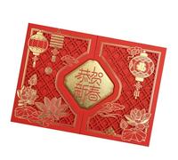 Carved Chinese New Year Card with Envelope Gold Foil Embossed Greeting Card Party Invitation for Business Event New Year Cards