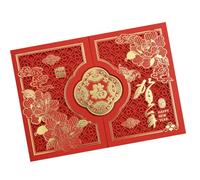 Carved Chinese New Year Card with Envelope Gold Foil Embossed Greeting Card Party Invitation for Business Event New Year Cards