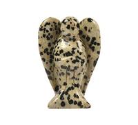 Carved Dalmatian Jasper Gemstone Peace Angel Pocket Guardian Angel Healing Statue 2"