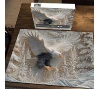 Carved Eagle Puzzle - Eagle Jigsaw Puzzle 1000 Pieces Wildlife Artwork, Challenging Adult Family Game, Majestic Bald Eagl e Design for Nature Lovers