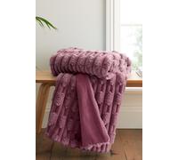Bianca So Soft Carved Faux Fur Blanket Throw - Pink - 150 x 200 cm