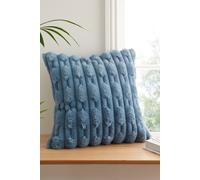 'Carved Faux Fur' Cushion Bianca Blue 50cm x 50cm