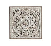 Carved Floral Wood Wall Art, Vintage Distressed Panel Decor for Living Room