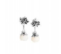 Carved Lotus Beads Hotan Jade Lotus Silver Earrings Silver Jewelry Earrings, KEDDJI, ear studs