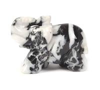 Carved Natural Zebra Jasper Gemstone Elephant Healing Guardian Statue Figurine Crafts 2 inch