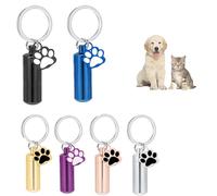 Carved Personalised Pet Ashes Key Chain - Engravable Stainless Steel Cremation Urn for Dogs Cats Customized Engraved Memorial Keepsake Ash Holder for Travel Daily Carry