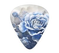 Carved Rosebud printed guitar picks, 12-piece set with thin, medium, and thick styles, comes with a storage case