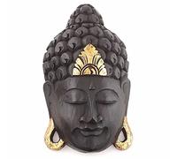 Carved Wood Buddha Mask | Buddha wall mask hanging wall décor