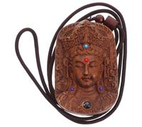 Carved Wood Buddhist Pendant for DIY Decor and Keychain Craft Use