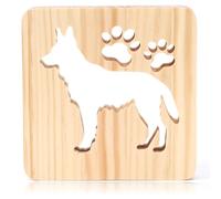 Carved Wood Night Lights 3D Dog Breeds USB Night Light Desk Lamp Cute Kids Wooden LED Light for Home Bedroom Decor and Gifts (German Shepherd)