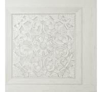 Carved Wood Panel Off White Wallpaper - Modern Floral Flowers Contemporary Feature Wall