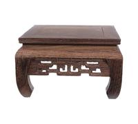 Carved Wood Stand Square Solid Pedestal for Small Planters and Containers | Antique Style with Retro Asian Design, Stable Footed Plinth Base, Smooth Finish and Bright Wood Grain for Living Room Decor