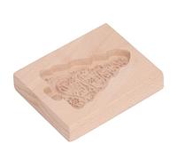 Carved Wooden Cookie Cutter - Beech Wood Cookie Press Stamp - Ideal for Gingerbread, Biscuit Embossing Mould (Xmas Tree)