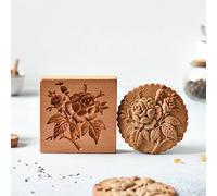 Carved Wooden Cookie Mould, 3D Wooden Gingerbread Cookie Shortbread Moulds Non-Stick Mooncake Mould Cookie Biscuit Press DIY Gingerbread Cookie Cutter Moon Cake Molds