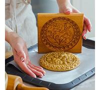 Carved Wooden Gingerbread Cookie Mold,3D Wooden Baking Mold Cookie Biscuit Press Stamp Molds, Cookie Cutter Set with Provance Rose Cookie Stamp ， DIY Biscuit Chocolate Stamp Mould (Rose Hips)