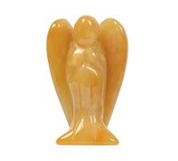 Carved Yellow Jade Gemstone Pocket Guardian Angel 5cm