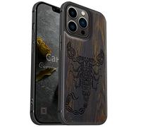 Carveit Case for iPhone 13 Pro Compatible MagSafe Protective Cover Wood Hybrid TPU Shockproof Bumper For Apple 13 Pro Magnetic Cases Art Pattern Design Wooden (Scorpion tribal-Blackwood)