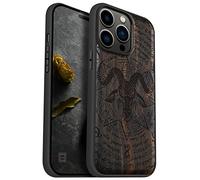 Carveit Case for iPhone 14 Pro Max Compatible MagSafe Protective Cover Wood Hybrid TPU Shockproof Bumper For Apple 14 Pro Max Magnetic Cases Design Wooden (Baphomet of Old Manuscript-Blackwood)