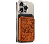 Carveit Designer Wood Wallet, Compatible with MagSafe Wallet, Magnetic Card Holder for iPhone 12/13/14/15 Pro Max, for Galaxy S22/S23/S24 Ultra, Pixel 6/7/8 Pro (Turtle Oceanic Odyssey - Rosy Wood)