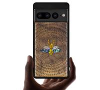 Carveit Designer Wooden Case for Google Pixel 7 Pro Case Cover [Wood Engraving & Shell Inlay] Compatible with Wireless Chargers Pixel 7 Pro Case (Stag Beetle-Walnut)