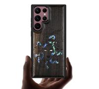 Carveit Designer Wooden Case for Samsung Galaxy S22 Ultra Case Cover [Wood Engraving & Shell Inlay] Compatible with Wireless Chargers S22 Ultra Case (The Medusa Enigma-Blackwood)