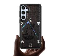 Carveit Designer Wooden Case for Samsung Galaxy S24 FE Case Cover [Wood Engraving & Shell Inlay] Compatible with Wireless Chargers S24 FE Case (The Grim Reaper of Carved-Blackwood)