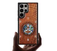 Carveit Designer Wooden Case for Samsung Galaxy S24 Ultra - Thors Hammer (Red Wood) - Wireless Charging Compatible