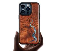 Carveit Designer Wooden Protective Case for iPhone 15 Pro Magnetic Case Cover [Wood Engraving & Shell Inlay] Compatible with 15 Pro MagSafe Case (Majestic Pine Tree-Red Wood)