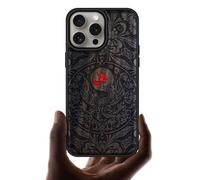 Carveit Designer Wooden Protective Case for iPhone 15 Pro Max Magnetic Case Cover [Wood Engraving & Shell Inlay] Compatible with 15 Pro Max MagSafe Case (Phoenix in Symmetry-Blackwood)