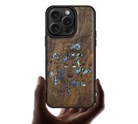 Carveit Designer Wooden Protective Case for iPhone 16 Pro Magnetic Case Cover [Wood Engraving & Shell Inlay] Compatible with 16 Pro MagSafe Case (The Medusa Enigma-Walnut)