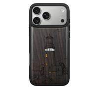 Carveit Handcrafted Case for iPhone 18 Pro - The Lighthouse-Black | iPhone 18 Pro Case - Compatible with MagSafe Wireless Chargers - Wood Engraved and Shell Inlaid - TPU Shockproof Bumper