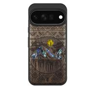 Carveit Handcrafted Case for Pixel 11 Pro XL, Aztec Alpine Lakes, Walnut