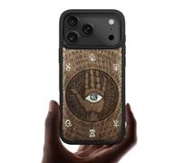 Carveit Magnetic Case for iPhone 17 Pro Case, Wood Artisan Engraved & Handmade Shell Inlaid, TPU Shockproof Cover, Compatible with MagSafe Wireless Chargers (All-Seeing Hand-Walnut)