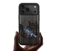 Carveit Magnetic Case for iPhone 17 Pro Case, Wood Artisan Engraved & Handmade Shell Inlaid, TPU Shockproof Cover, Compatible with MagSafe Wireless Chargers (Fox and woods-Blackwood)