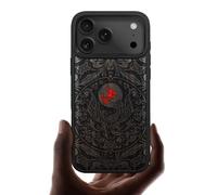 Carveit Magnetic Case for iPhone 17 Pro Case, Wood Artisan Engraved & Handmade Shell Inlaid, TPU Shockproof Cover, Compatible with MagSafe Wireless Chargers (Phoenix in Symmetry-Blackwood)