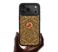 Carveit Magnetic Case for iPhone 17 Pro Max Case, Wood Artisan Engraved & Handmade Shell Inlaid, TPU Shockproof Cover, Compatible with MagSafe Wireless Chargers (Phoenix in Symmetry-Cherry)