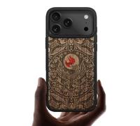 Carveit Magnetic Case for iPhone 17 Pro Max Case, Wood Artisan Engraved & Handmade Shell Inlaid, TPU Shockproof Cover, Compatible with MagSafe Wireless Chargers (Phoenix in Symmetry-Walnut)