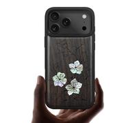 Carveit Magnetic Case for iPhone 17 Pro Max Case, Wood Artisan Engraved & Handmade Shell Inlaid, TPU Shockproof Cover, Compatible with MagSafe Wireless Chargers (Whispering Sakura Blooms-Blackwood)