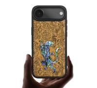 Carveit Magnetic Case for iPhone Air Case, Wood Artisan Engraved & Handmade Shell Inlaid, TPU Shockproof Cover, Compatible with MagSafe 17 Air Wireless Chargers (A Tiger Amidst Flowers-Cherry)