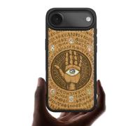 Carveit Magnetic Case for iPhone Air Case, Wood Artisan Engraved & Handmade Shell Inlaid, TPU Shockproof Cover, Compatible with MagSafe 17 Air Wireless Chargers (All-Seeing Hand-Cherry)