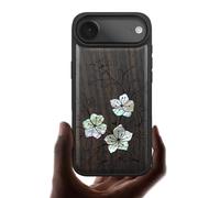 Carveit Magnetic Case for iPhone Air Case, Wood Artisan Engraved & Handmade Shell Inlaid, TPU Shockproof Cover, Compatible with MagSafe 17 Air Wireless Chargers (Whispering Sakura Blooms-Blackwood)