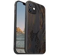Carveit Magnetic Wood Case for iPhone 12 - Hard Real Wood & Soft TPU - Shockproof Protective Cover - Unique & Classy Wooden Case - Compatible with MagSafe - The Great Wave Off Kanagawa (Blackwood)