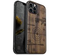 Carveit Magnetic Wood Case for iPhone 12 Pro Case [Natural Wood & Black Soft TPU] Shockproof Protective Unique & Classy Wooden Cover Compatible with MagSafe (Precision Target Art -Walnut)